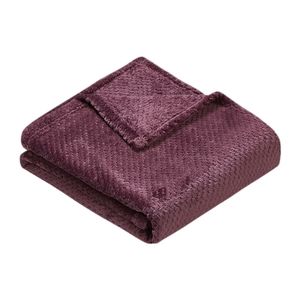 Thesis Home NWT Classic Textured Fleece Throw Blanket in Plum